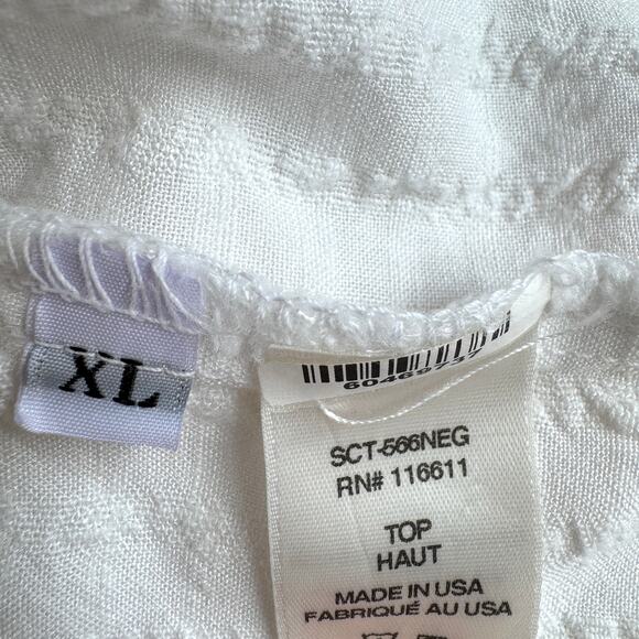 Self Contrast Womens Tracy Blouse Top Size XL Linen Blend Seersucker White - Picture 5 of 7